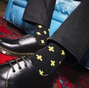 NWT Dr. Martens Black Socks with Yellow Cross Logo S/M